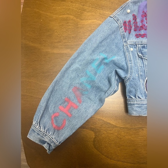 Bershka Jeans Jacket Women Barbie Design XS (0387) - Picture 7 of 16